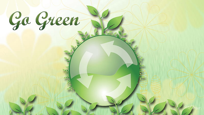 Go Green, live, , clean, recycle, firefox persona, spring, ecology, leaves, green, earth, HD wallpaper