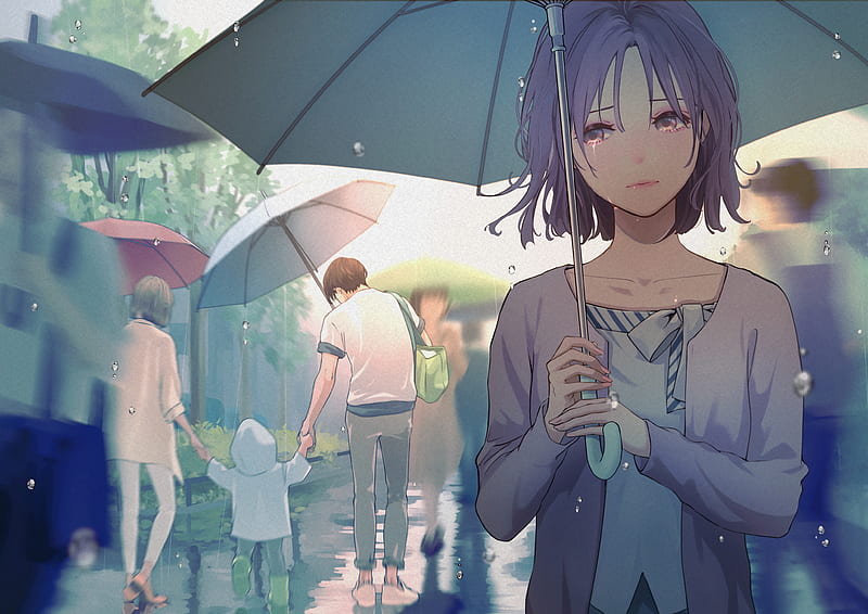 Anime, Original, Girl, Sad, Umbrella, Short Hair, Boy, HD wallpaper | Peakpx