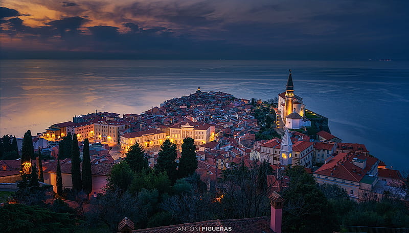 Towns, Piran, City, Sea, Slovenia, HD wallpaper