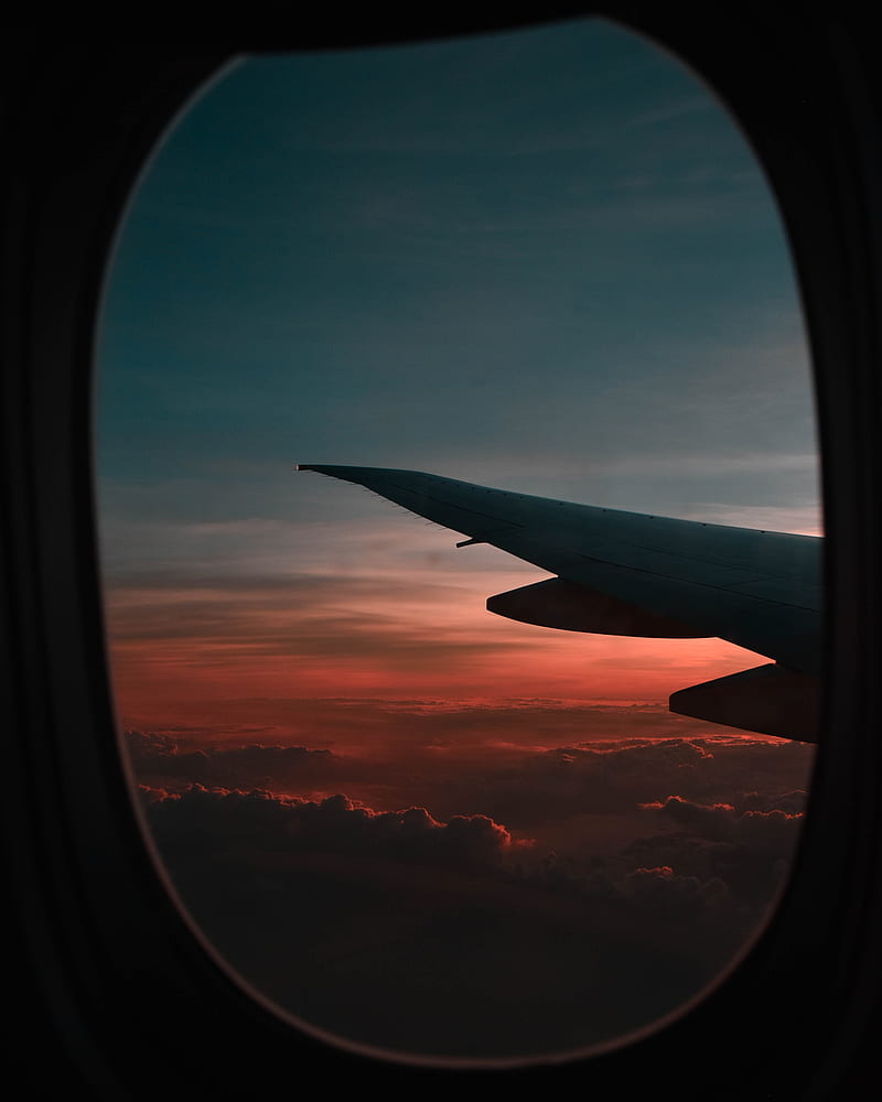 window view of airplane during golden hour, HD phone wallpaper