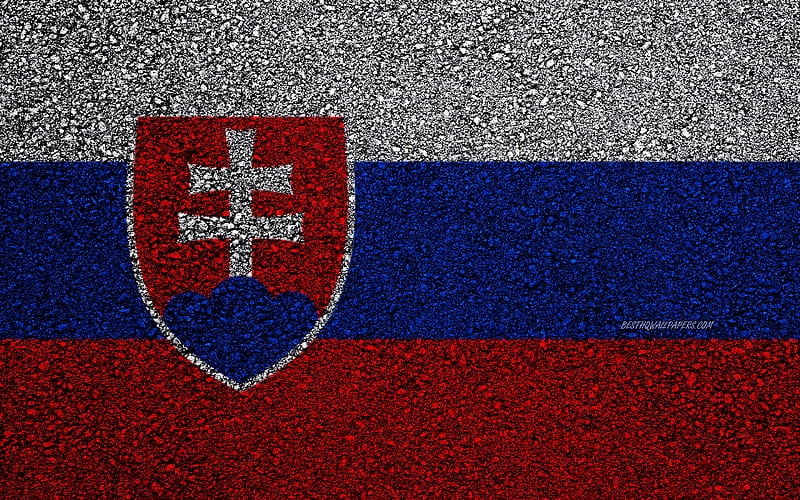 Flag of Slovakia, asphalt texture, flag on asphalt, Slovakia flag, Europe, Slovakia, flags of european countries, HD wallpaper