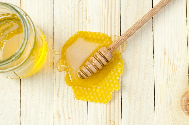 honey dipper on honey comb, HD wallpaper