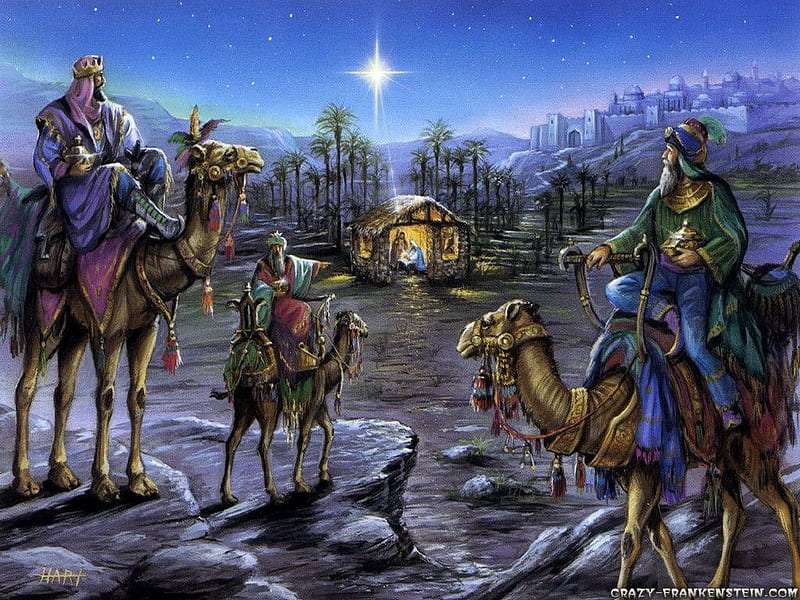 Follow The Star, jesus birth, travelers, christmas, three wisemen, stable, camels, manger, gifts, HD wallpaper