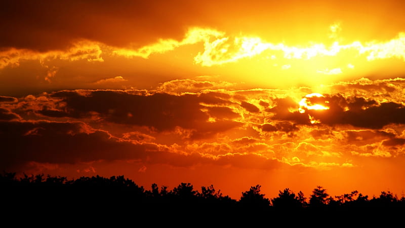 Orange sky, bonito, Nature, Sunset, HD wallpaper