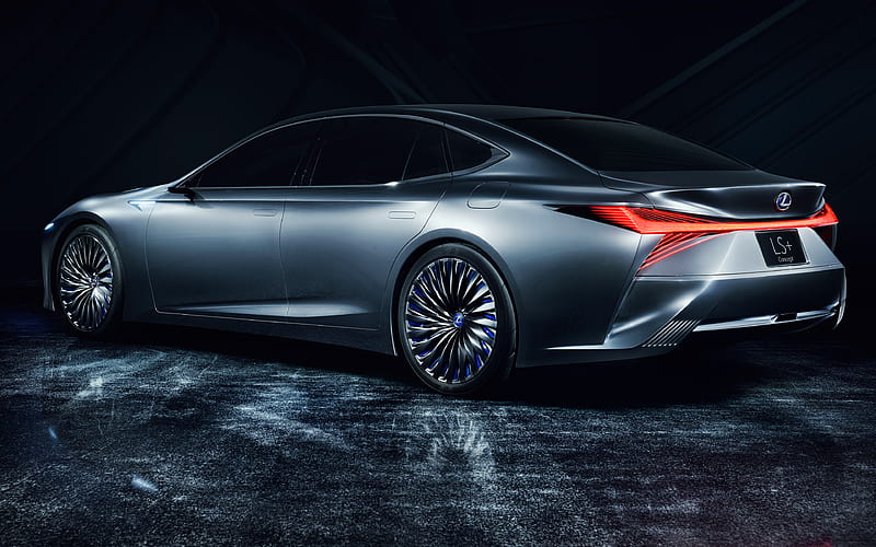 Lexus LS+ Concept, 2018, rear view, new hp, luxury sedan Japanese cars, Lexus, HD wallpaper