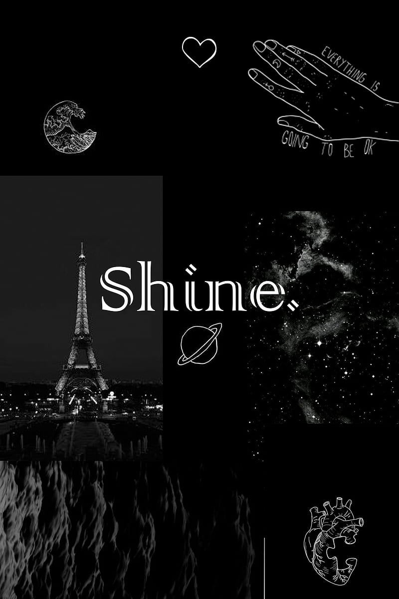 Shine, aesthetic, black, white, dark, deep, tumblr, white, white and black,  HD phone wallpaper | Peakpx