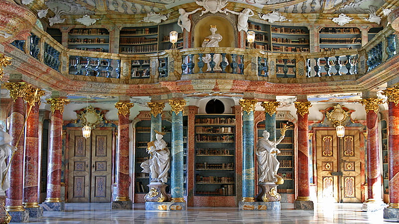 Magnificent Library, royal, renaissance, books, library, splendour, gorgeous, HD wallpaper