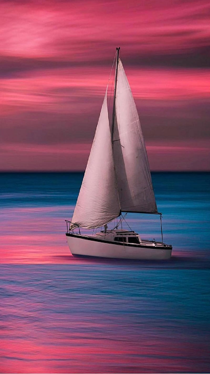 Sailboat, sea, sunset, HD phone wallpaper