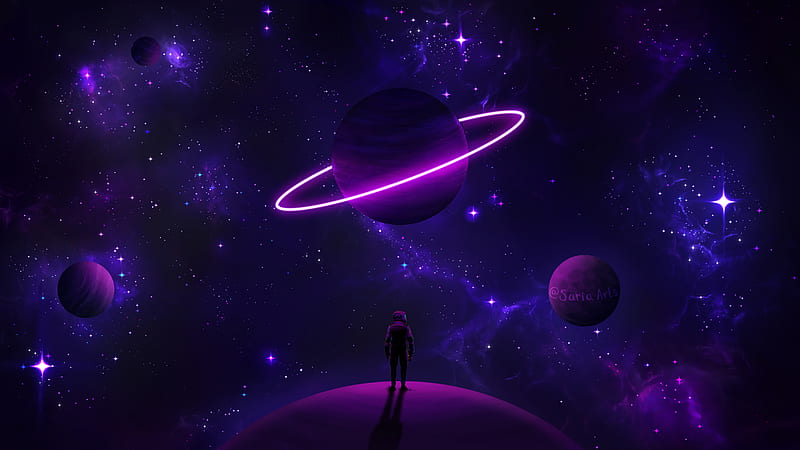 Sci Fi Astronaut, Purple Astronaut, HD wallpaper
