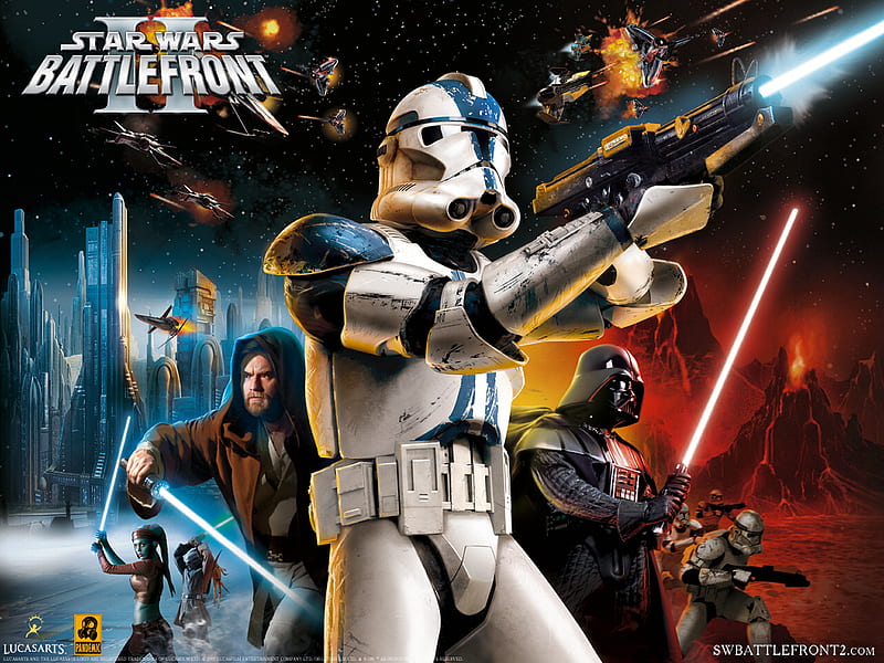star wars: battle front, weapons, darth vader, storm troopers, jedis, x wings, light sabres, HD wallpaper