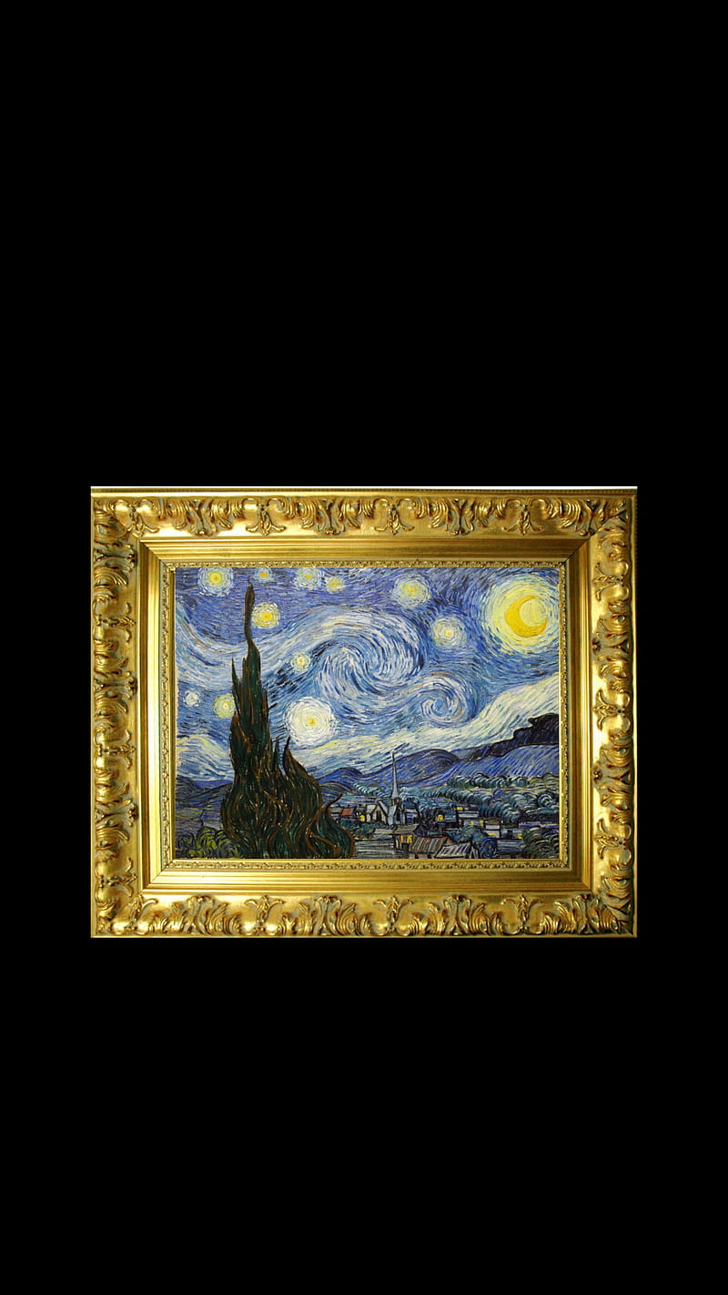 Starry Night , art, painting, starry night, van gogh, HD phone wallpaper