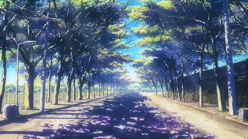 Anime, Road, Tree Lined, HD wallpaper