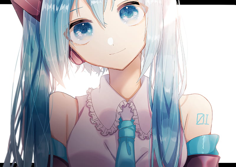 Anime, Vocaloid, Aqua Eyes, Blue Hair, Face, Girl, Hatsune Miku, HD wallpaper