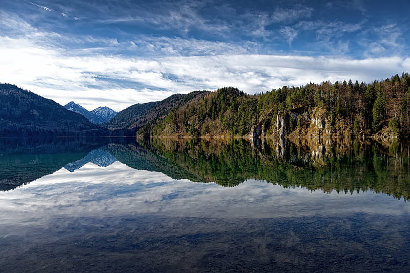 lake, mountains, water, reflection, nature, landscape, HD wallpaper