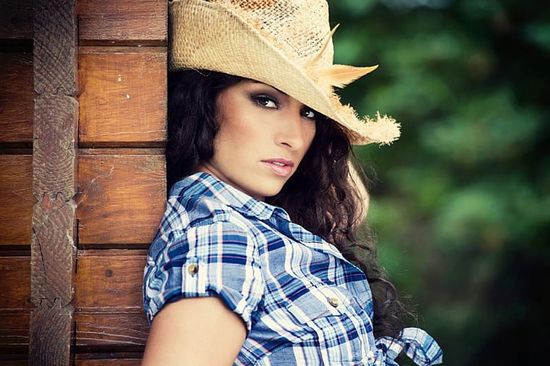 COWGIRL TAKING IT EASY, HAT, RESTING, FACE, COWGIRL, HD wallpaper