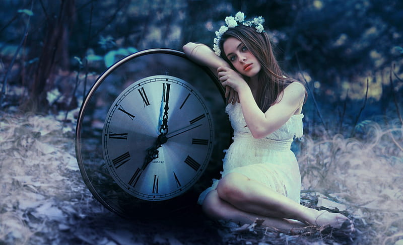 * Time has stopped *, missing, alone, girl, time, dreamer, sad, clock, HD wallpaper