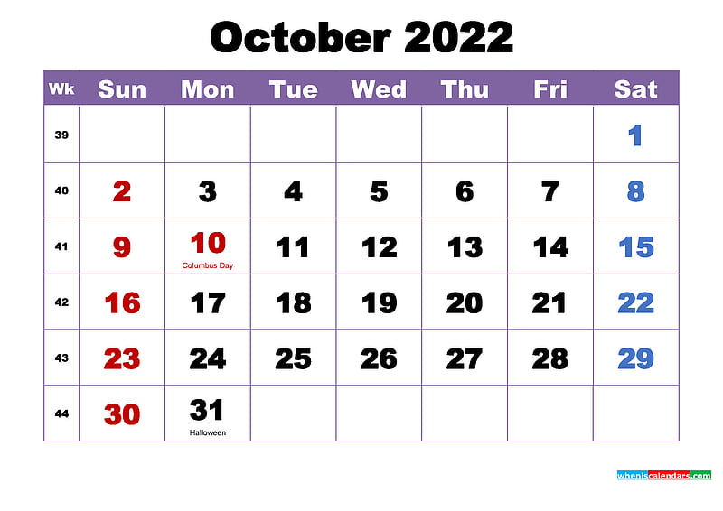 Printable October 2022 Calendar, HD wallpaper