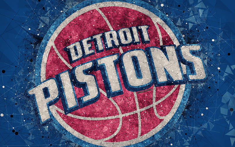 Detroit Pistons creative logo, American Basketball Club, emblem, geometric art, NBA, blue abstract background, Detroit, Michigan, USA, basketball, National Basketball Association, HD wallpaper