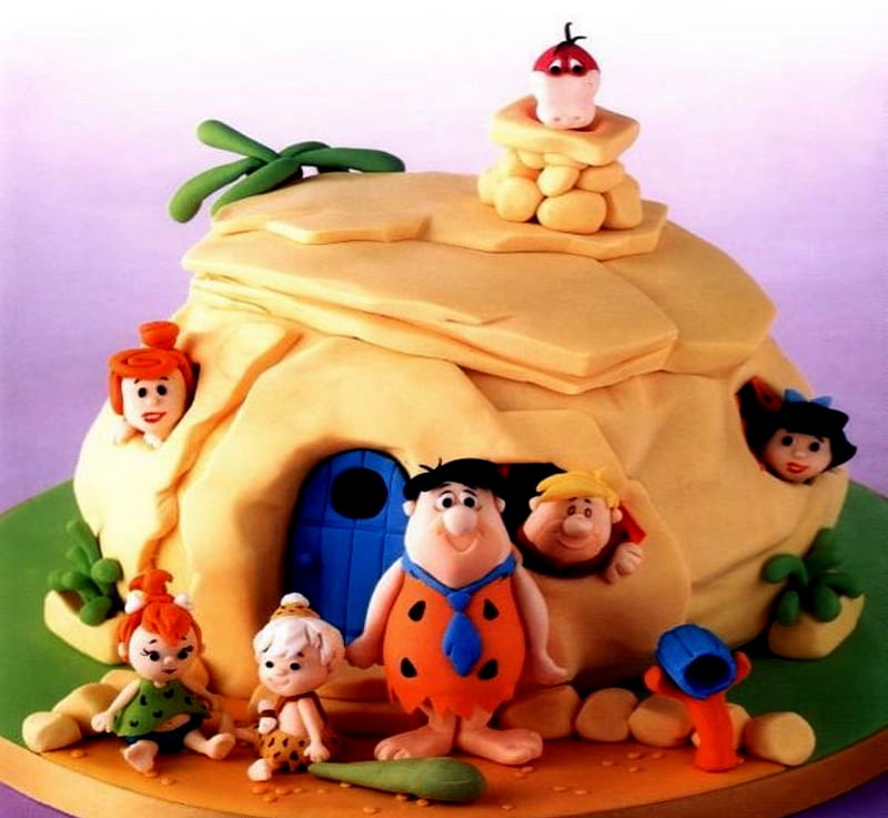 Flintstone Cake, Yellow, Flintstone, Cake, House, HD wallpaper