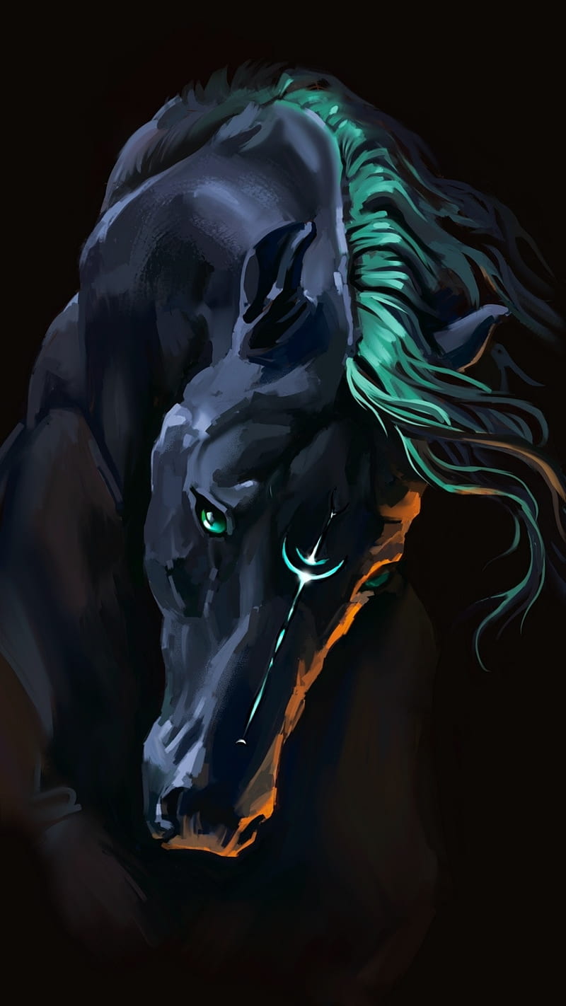 Wild Horse RStar, animal, black, black horse, cool, danger, horse, unicorn,  wild, HD phone wallpaper | Peakpx