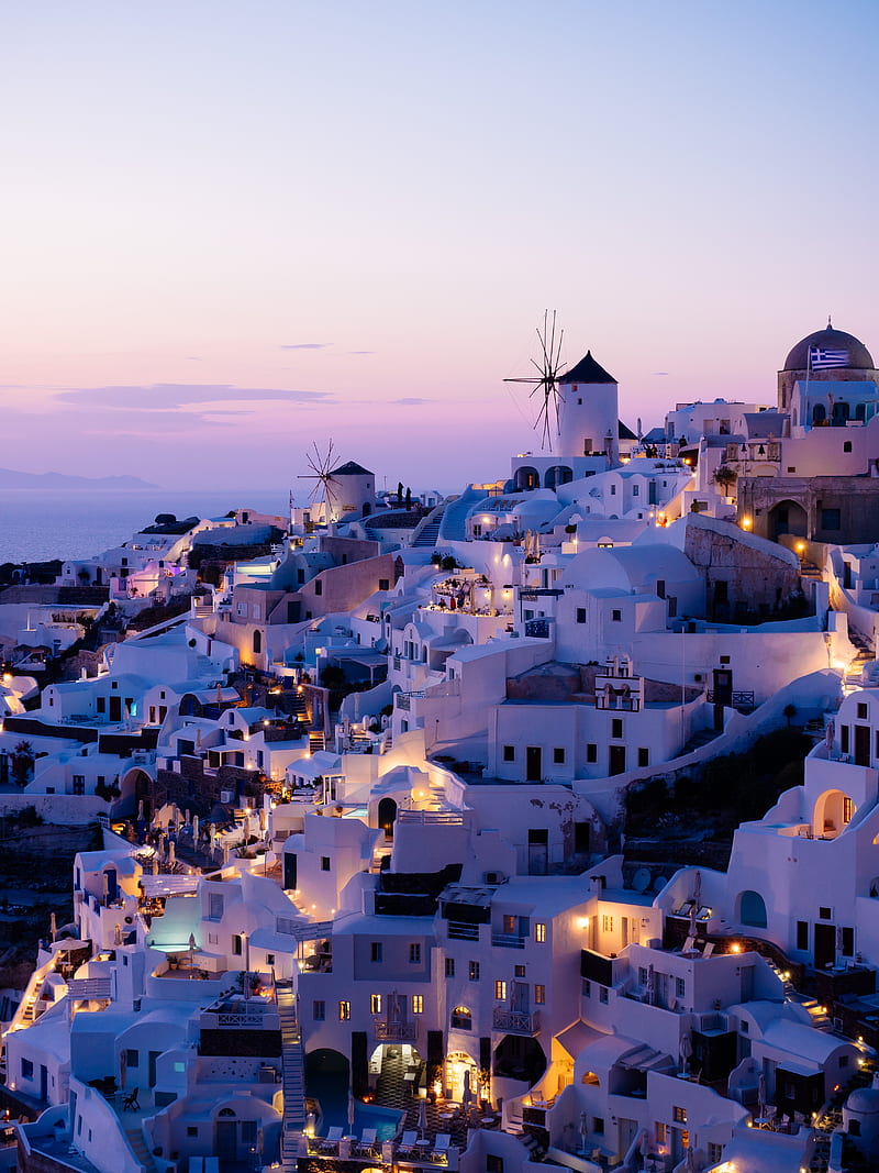 city, resort, architecture, buildings, oia, greece, HD phone wallpaper