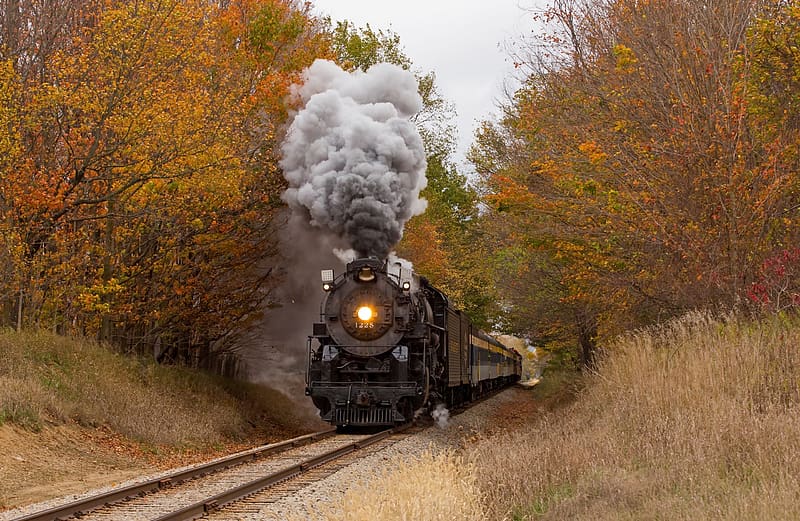 Smoke, Fall, Train, Locomotive, Railroad, Vehicles, Steam Train, HD wallpaper