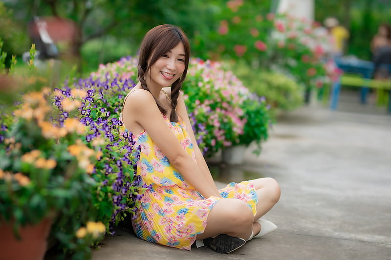 Women, Asian, Braid, Depth Of Field, Dress, Girl, Model, Smile, Woman ...