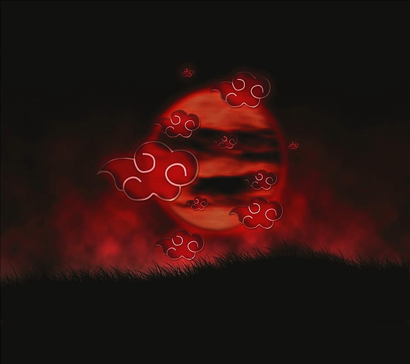 Akatsuki Red, moon, HD wallpaper