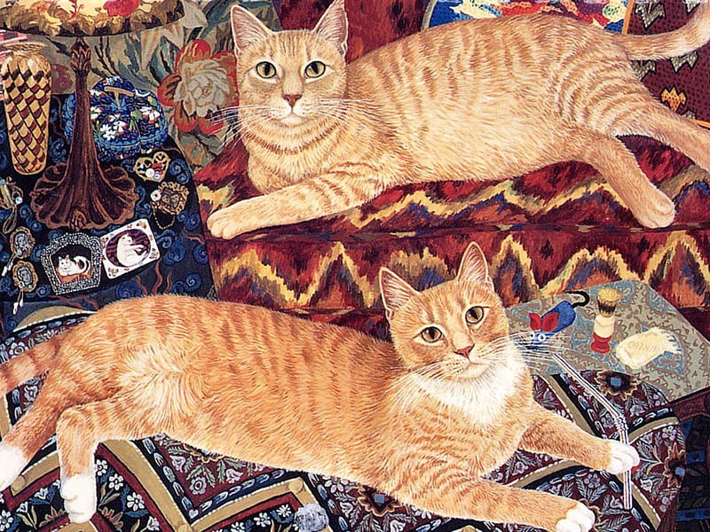 Ginger cats * Mimi Vang Olsen, painting mimi vang olsen, art, cat ...