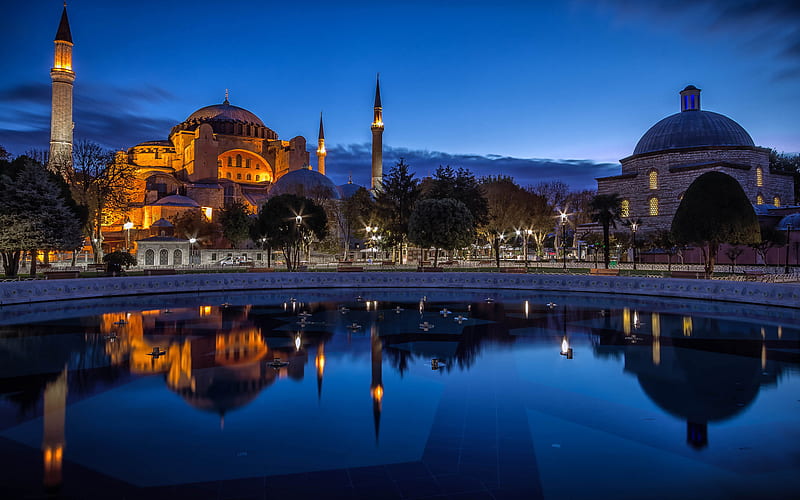 Ayasofya, turkish landmarks, imperial mosque, Hagia Sophia, Istanbul, Turkey, HD wallpaper