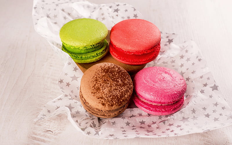 macaroons, colorful biscuits, sweets, pastries, cookies, HD wallpaper