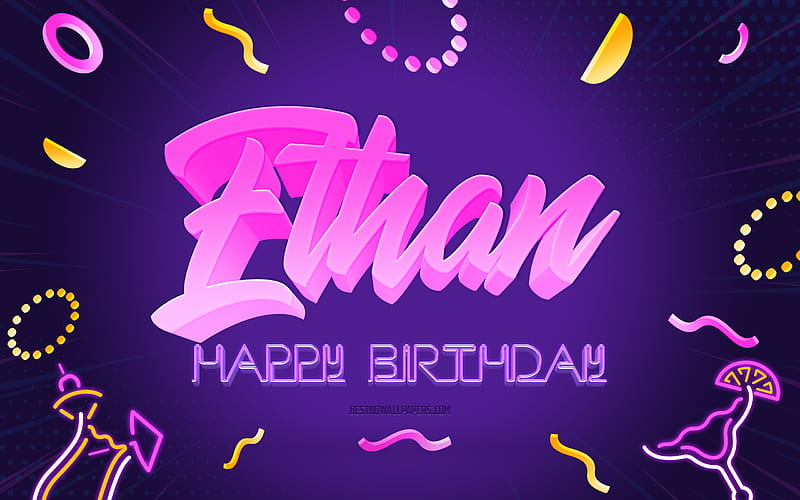 Happy Birtay Ethan Purple Party Background, Ethan, creative art, Happy Ethan birtay, Ethan name, Ethan Birtay, Birtay Party Background, HD wallpaper