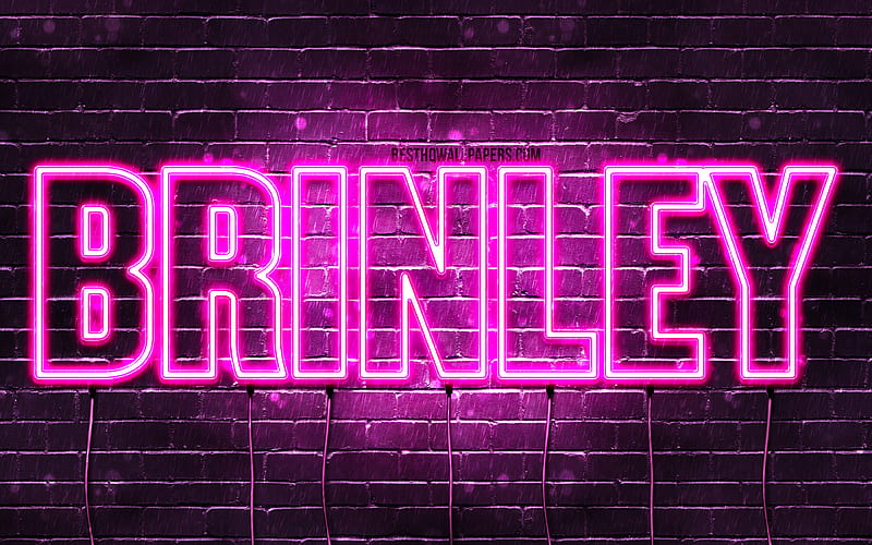 Brinley with names, female names, Brinley name, purple neon lights, horizontal text, with Brinley name, HD wallpaper