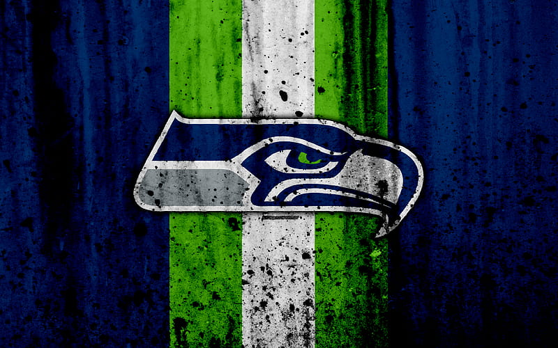Seattle Seahawks, grunge, NFL, american football, NFC, logo, USA, art, stone texture, West Division, HD wallpaper
