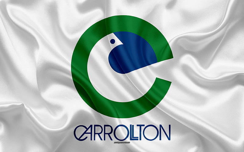 Flag of Carrollton silk texture, American city, white silk flag, Carrollton flag, Texas, USA, art, United States of America, Carrollton, HD wallpaper