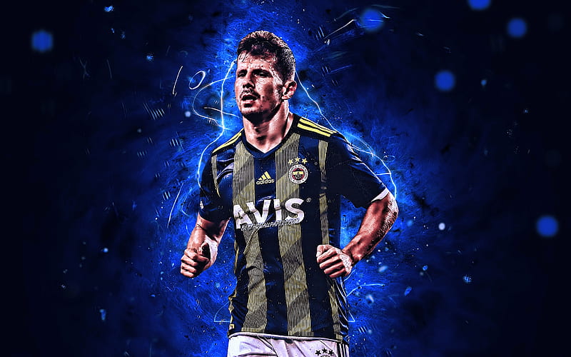 Emre Belozoglu, 2019, Fenerbahce SK, Midfielder, Turkish Super Lig, turkish footballers, soccer, Belozoglu, Turkey, neon lights, Fenerbahce FC, Belozoglu Fenerbahce, HD wallpaper