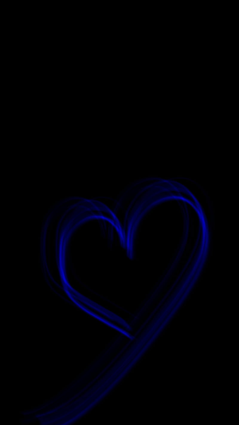 Blue heart, black, blue, dark, heart, love, loveurhunny, HD phone ...