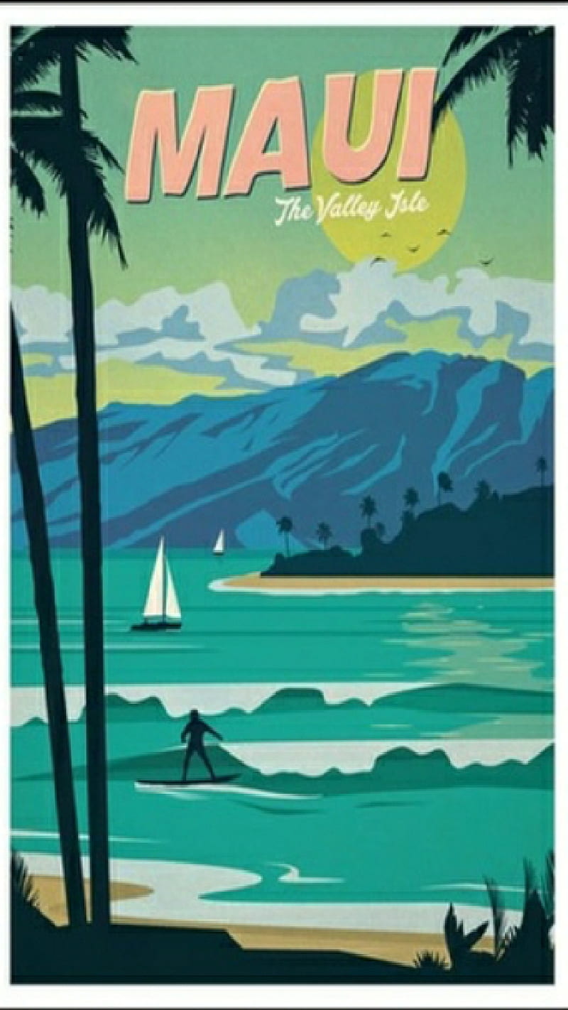 Vintage Maui, brochure, destination, invitation, travel, vacation, HD phone wallpaper