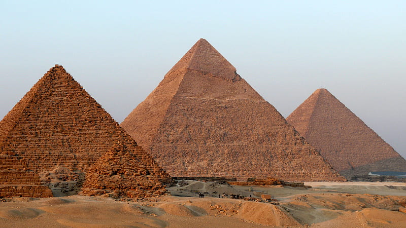 Pyramids of Giza, architecture, ancient, pyramids, giza, egypt, HD wallpaper