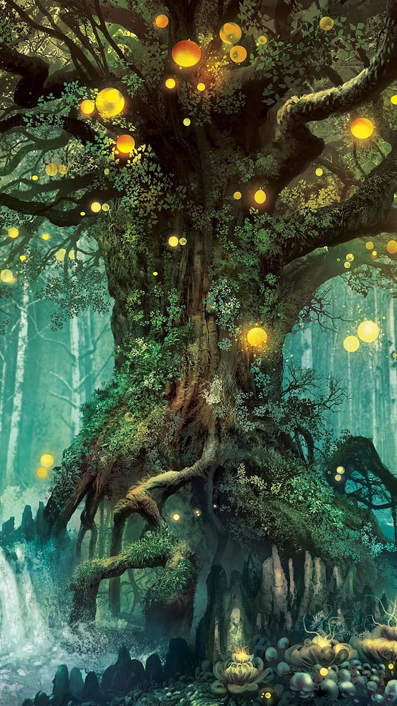 Forest, magic, tree, HD phone wallpaper