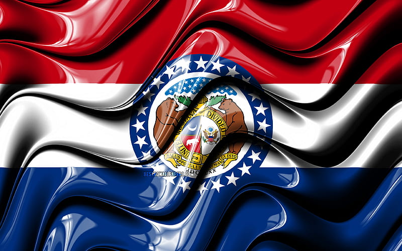 Missouri flag United States of America, administrative districts, Flag of Missouri, 3D art, Missouri, american states, Missouri 3D flag, USA, North America, HD wallpaper