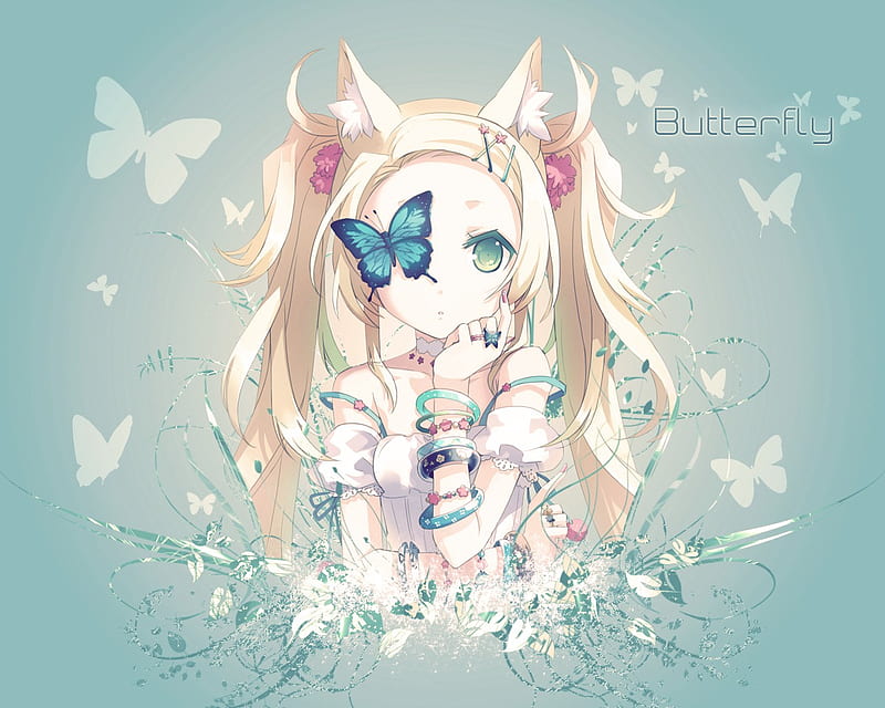 Butterfly anime, cute, pretty, butterfly, anime, blonde, animal, HD  wallpaper | Peakpx