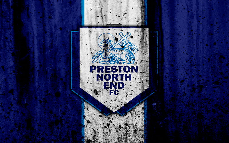 FC Preston North End, grunge, EFL Championship, art, soccer, football club, England, Preston North End, logo, stone texture, Preston North End FC, HD wallpaper