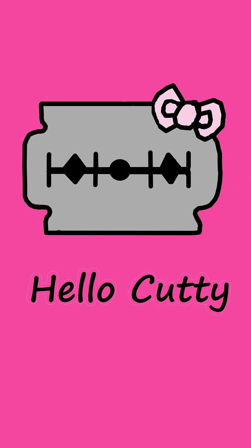 Funny Hello, cutty, kitty, minimal, pink, HD phone wallpaper