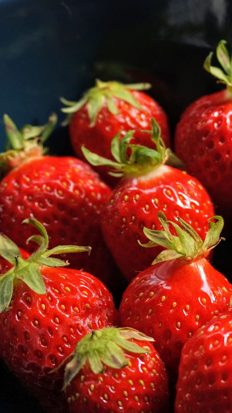 Strawberries, bowl, fresh, juicy, ripe, HD phone wallpaper
