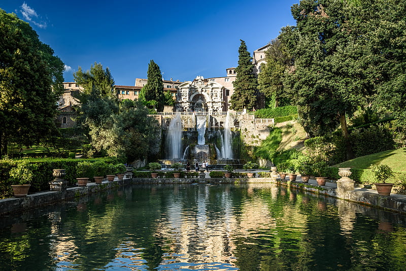 Man Made, Villa, Fountain, Italy, Tivoli, Villa d'este, Waterfall, HD wallpaper