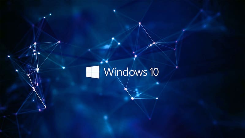 Windows 10, abstract, blue, typography, logo, blue background, HD ...