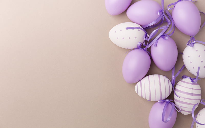 Easter, purple easter eggs, template for the Easter greeting card, April 2018, spring, HD wallpaper