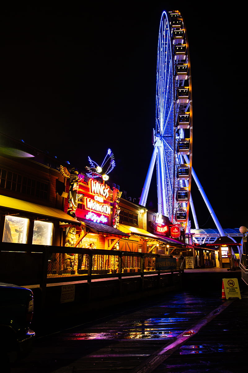 Ferris wheel at the amusement park during night, HD phone wallpaper