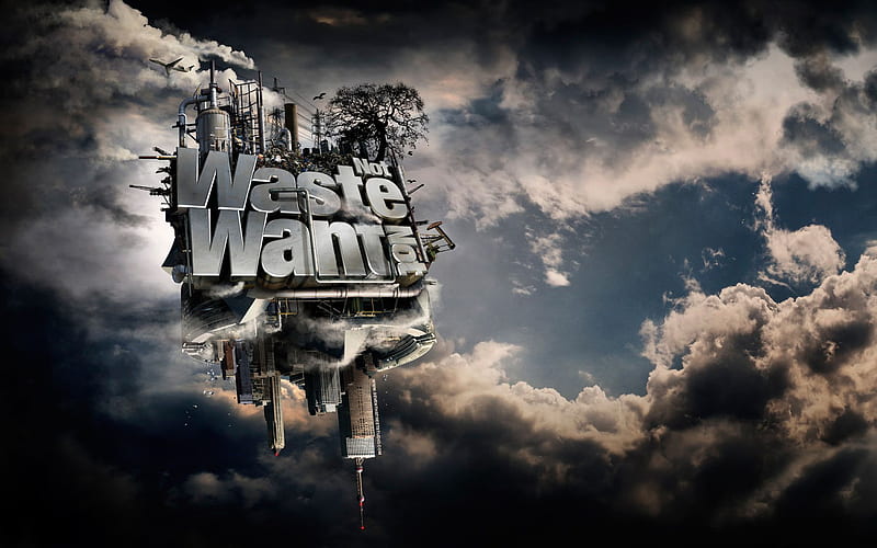 Waste not want, building, sky, clouds, industry, HD wallpaper